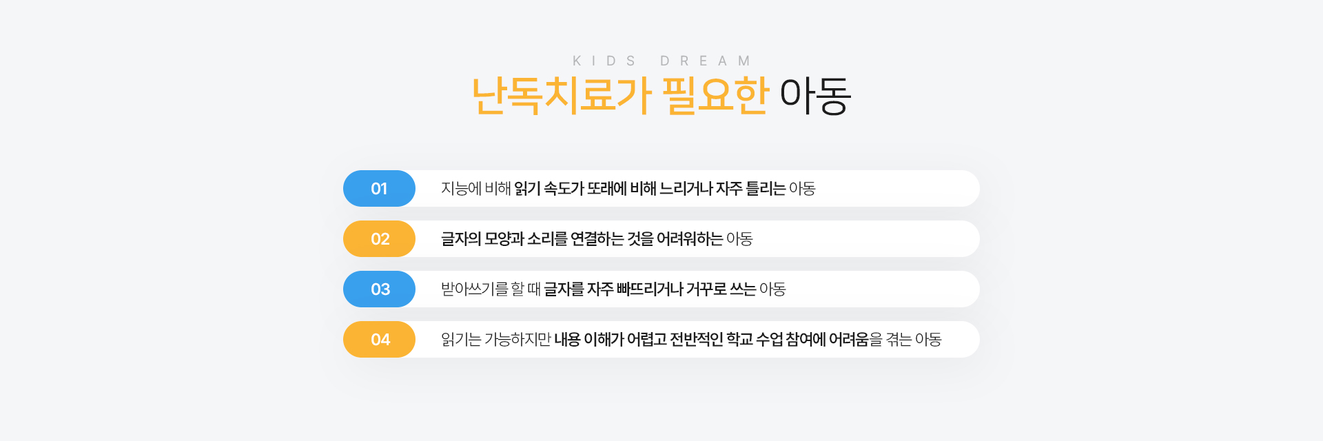 난독치료가 필요한 아동